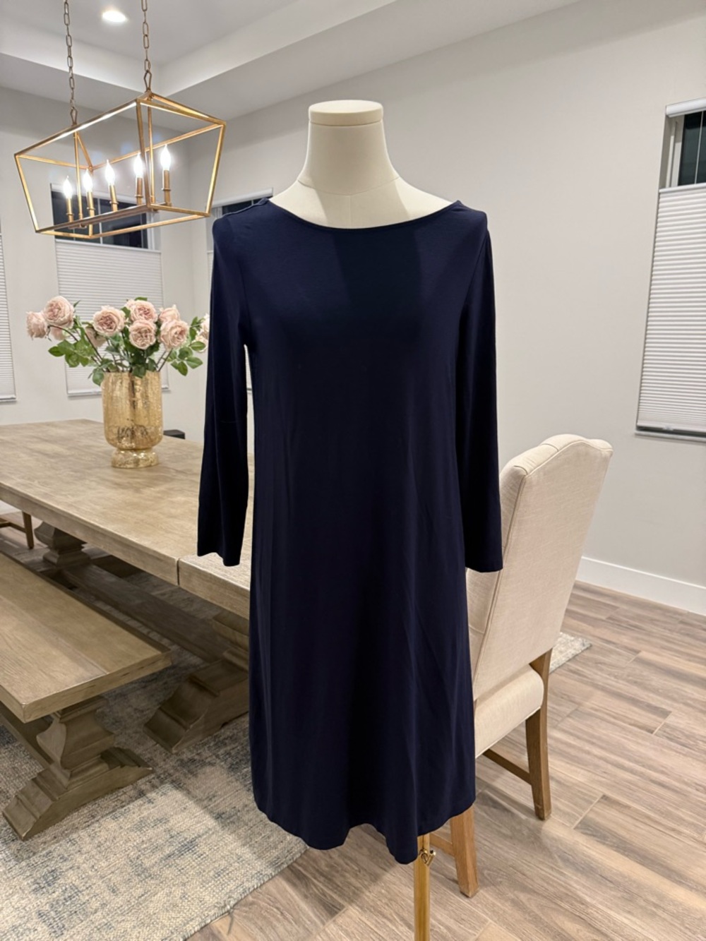 Lilly Pulitzer Navy 3/4-Sleeve Boatneck Dress with Back Detail - Worn only once!